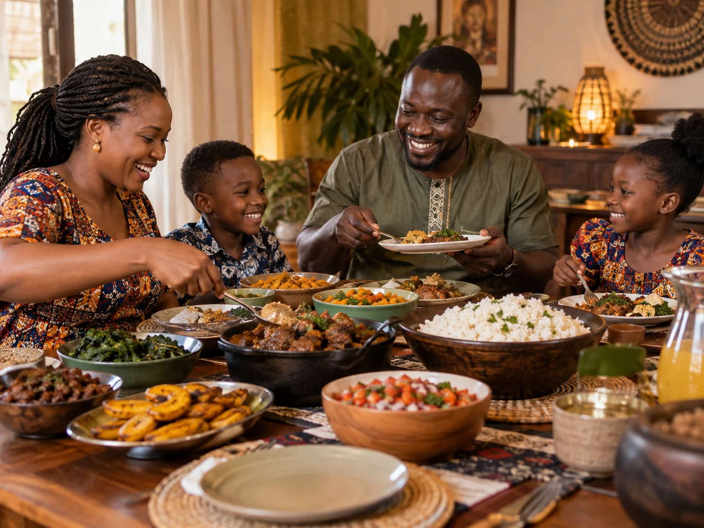 Family enjoying a buffet meal together